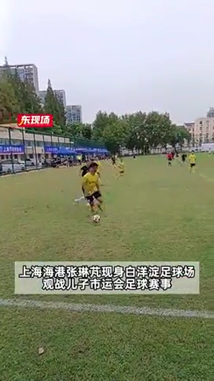 前国脚张琳芃现场指导儿子踢球